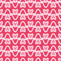 Cute heart vector repeat pattern. Valentines Day seamless illustration background.