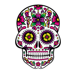 Mexican sugar skull, Dia de los Muertos, Skull Vector.