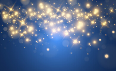 Bright beautiful sparks on a transparent background.