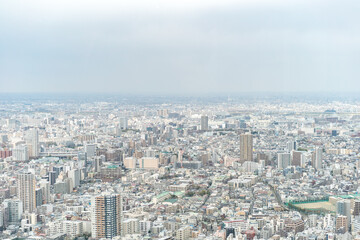 Fototapeta na wymiar Tokyo, Japan - Mar 28, 2019:Asia business concept for real estate and corporate construction - panoramic modern city skyline aerial view of Ikebukuro in tokyo, Japan