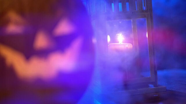 Scary Halloween pumpkin head jack o lantern at home. Do it yourself.