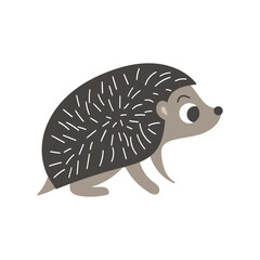 Cute cartoon hedgehog. Side view. Nice woodland character isolated on white background. Vector illustration.