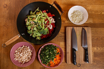 sliced ​​vegetarian ingredients 