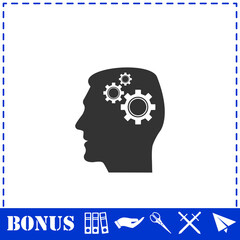 Gear head icon flat