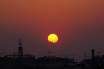 sunset over the city