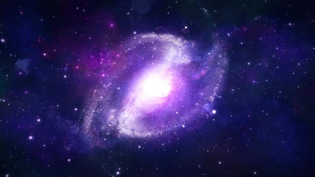 Flying to Spiral Galaxy in Space Stars Floating in Space Background. Galaxy, Stars, Night, Sky, Space, Star dust, Nebula, Planets. animation For Titles, Intro, Logo Reveals, Effect. Style, Scene