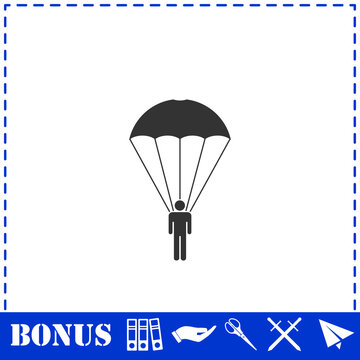 Parachutist icon flat
