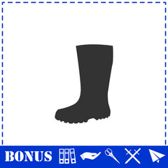 Rubber boots icon flat