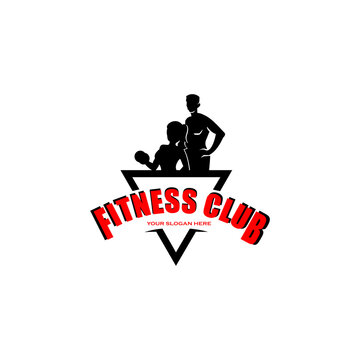 fitness vector logo design isolated on white, vector illustration