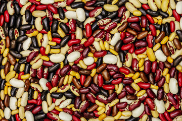 Assorted different types of beans as cooking food background