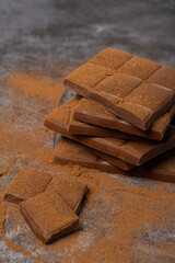 milk chocolate bar close up.