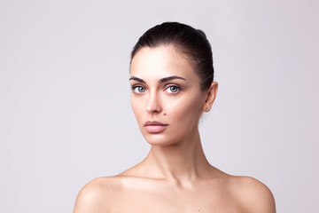 closeup portrait of beautyful woman with clean fresh skin - 386441158