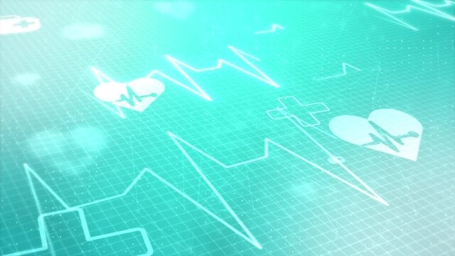 Medical and biomedical healthcare technology concept. User interface diagnosis concept. 4K motion video footage hexagons, structure molecule, 3d rendering science, technology and medical.