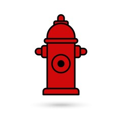 Red Fire hydrant icon. Fire hydrant simple silhouette. Web site page and mobile app design vector element.