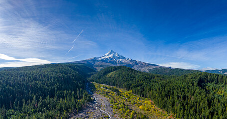 Looking up the Elliot Branch at Mount Hood in the Cascade Mountain Range Oregon © Cascadia Aerial