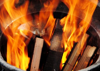 Fototapeta premium burning fire in a fireplace