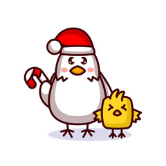 Christmas chick and hen mascot design