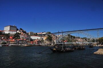 Fototapeta na wymiar Porto, view on Dom Luis I bridge, august 2020
