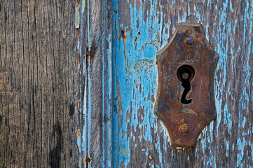 Ancient church door detail, Ouro Preto, Minas Gerais, Brazil 