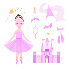 princess pink set with ballerina and castle