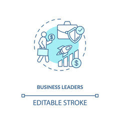 Business leaders concept icon. Influencers type idea thin line illustration. Motivator. Knowledge, attitude and strategy sharing. Vector isolated outline RGB color drawing. Editable stroke