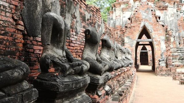 Sitting Buddha image on cement, Built in modern history in Ayutthaya, Thailand 