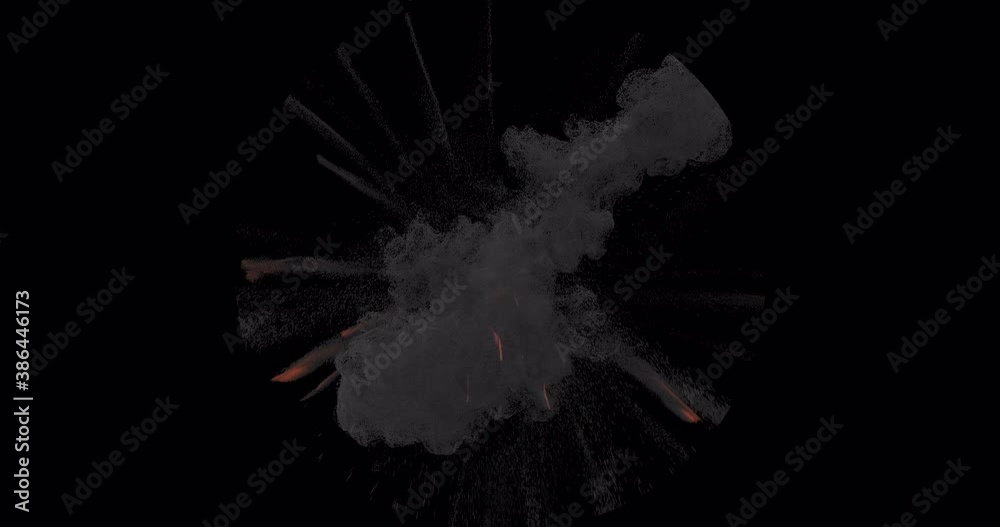 Poster 5 separate explosion, fireball with alpha channel for composition in your favorite app. pyrotechnic 