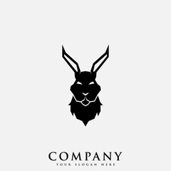 Fototapeta na wymiar Logo design template, with a black rabbit icon