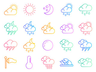 Obraz premium Linear Color Weather Premium Icon Set Vector