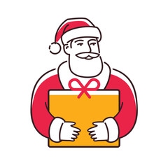 Santa Claus with gift. Christmas symbol vector illustration