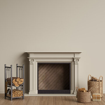 Fireplace And Accessories In Interior