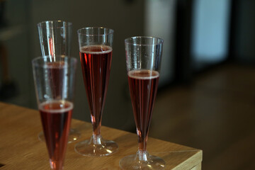 glasses with champagne on the table