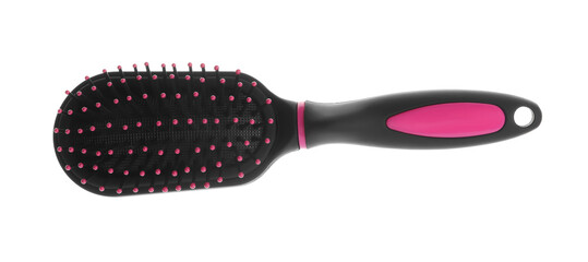 Obraz premium New modern hair brush isolated on white, top view