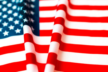 Waving american flag and shape inscription v. USA election concept.