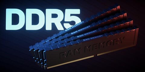 Four DDR5 RAM modules. - obrazy, fototapety, plakaty