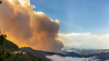 Smoke rises into the sky just hours after the Left Hand Canyon fire broke out in Boulder, Colorado.