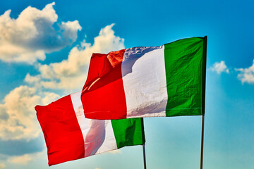 italian flag floating of Tuscany Italy