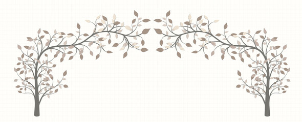 Arch of curved trees in vintage style