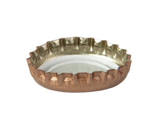Metallic bronze beer cap isolated on the white