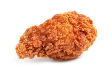 Tasty deep fried chicken piece isolated on white