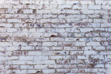 Background of wide old brick wall texture. Home or office design backdrop. Close-up texture. 