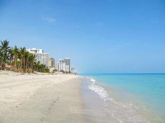 Coast of Miami Beach, Florida, USA. Beautiful view of the beach. Travel vacation concept.