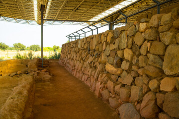 Exterior stone walls in temple ziggurat