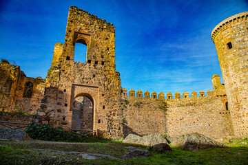 Castle architecture interior with ruined parts