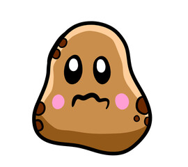 Cartoon Stylized Scared Potato Emoticon