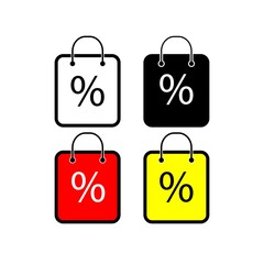 Set of shopping bag icons, flat style