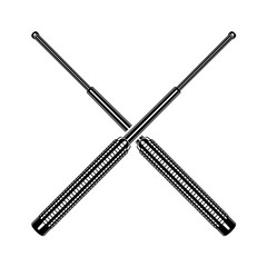 Monochrome crossed police baton illustration. Isolated vector template