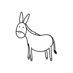 cartoon donkey icon, line style
