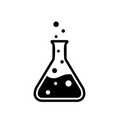 Erlenmeyer flask silhouette icon. Clipart image isolated on white background.