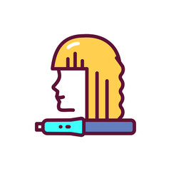 Straighten hair color line icon. Hairdresser services. 